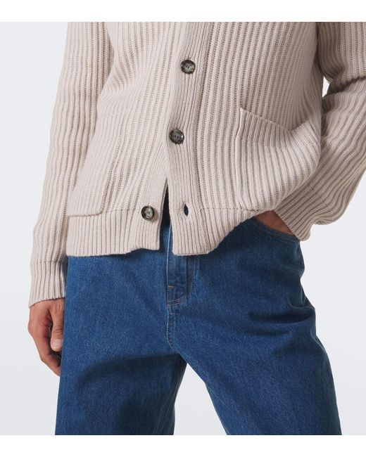 Allude Natural Ribbed-Knit Wool And Cashmere Cardigan for men