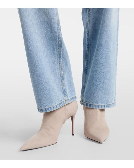 Paris Texas Natural Vera 85 Suede Ankle Boots