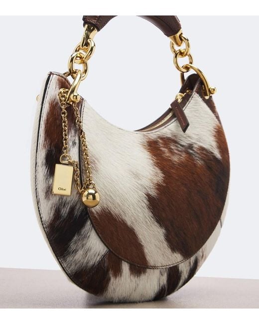 Chloé Brown Banana Small Calf Hair Top-Handle Bag