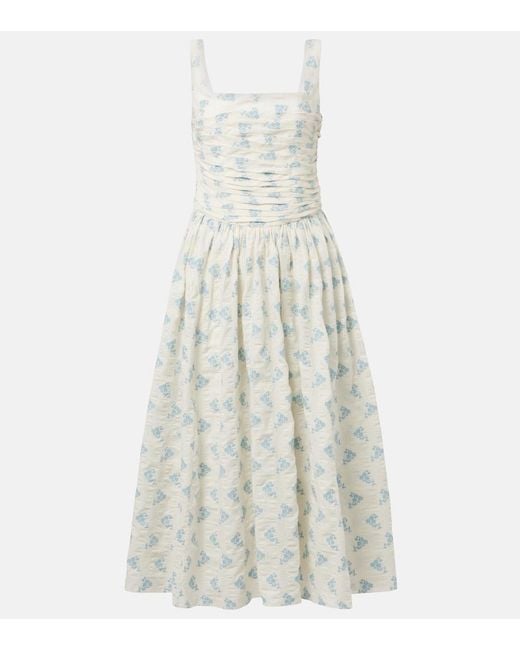 Markarian White Maeve Floral Cotton-Blend Midi Dress