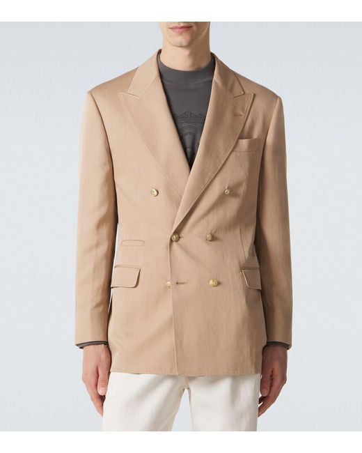 Brunello Cucinelli Natural Silk And Linen Blazer for men