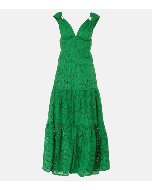 FARM Rio Monstera Tiered Cotton Maxi Dress in Green | Lyst