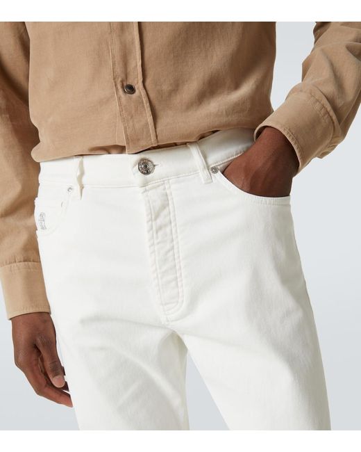 Brunello Cucinelli White High-Rise Slim Jeans for men