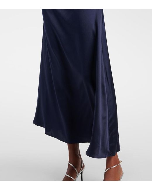 Staud Blue Elyse Pleated Silk-Blend Maxi Dress