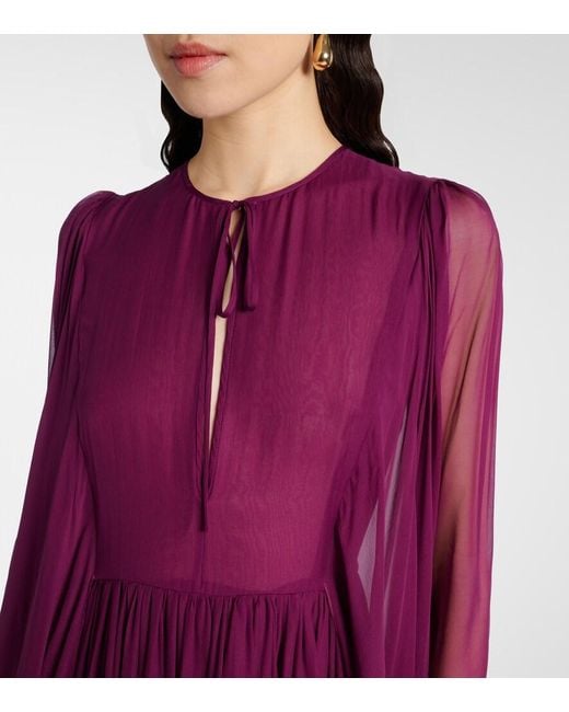 Dolce & Gabbana Purple Long Silk Chiffon Caftan With Drawstring