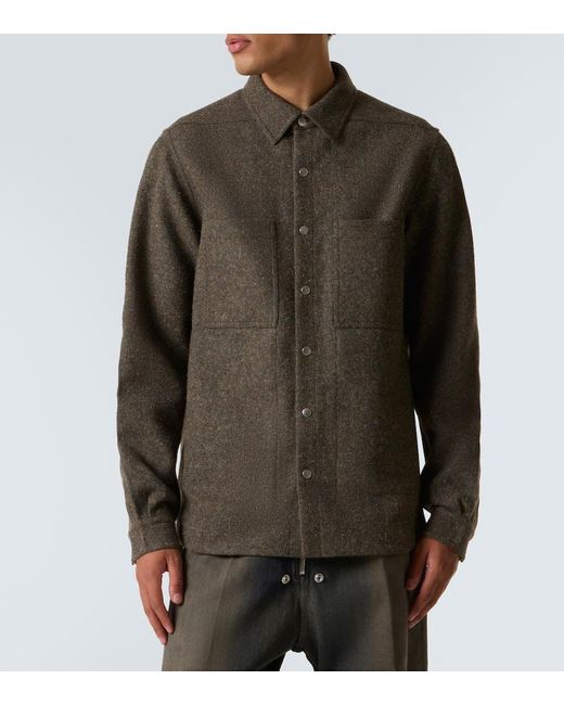 Rick Owens Green Wool Overshirt for men