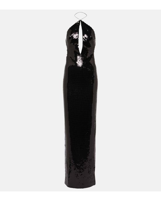 Monot Black Elsa Cutout Sequined Gown