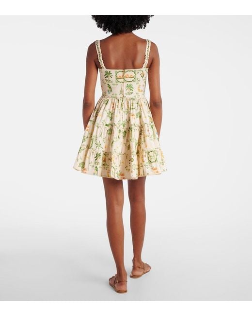 Agua Bendita Metallic Lima Floral Cotton-Blend Minidress