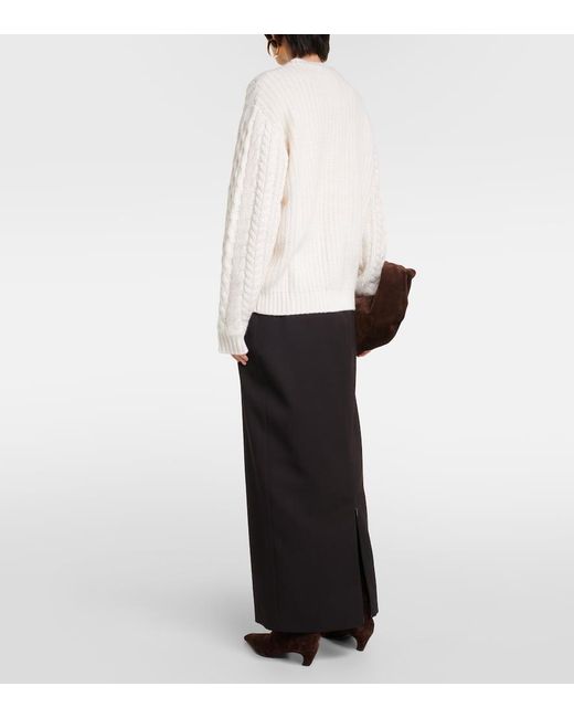 Lisa Yang White Harriett Cable-knit Cashmere Cardigan