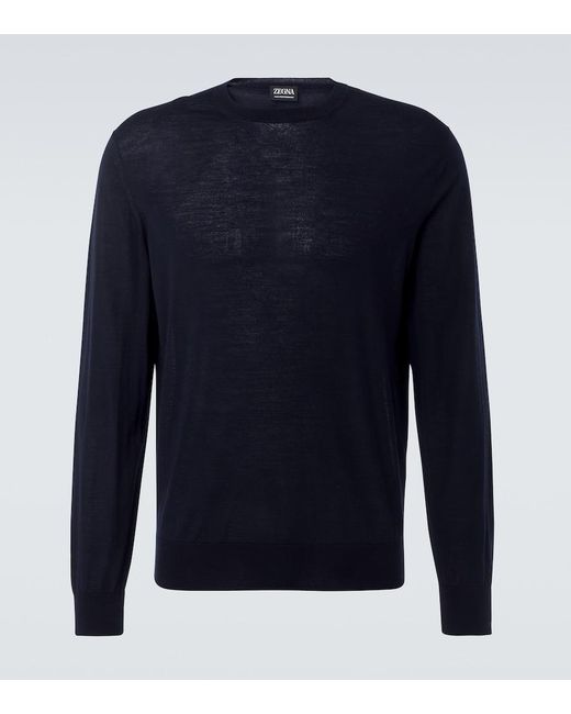 Zegna Blue High Performance Wool Sweater for men