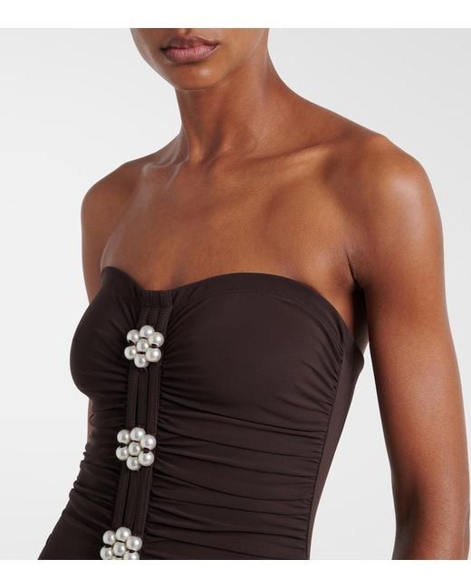 Karla Colletto Black Maya Embellished Bandeau Swimsuit