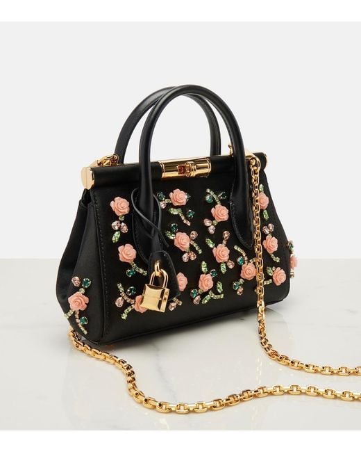Dolce & Gabbana Black Marlene Small Embellished Top-Handle Bag