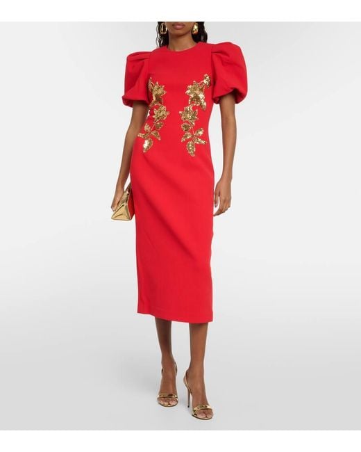 Vestido midi Versailles de crepe Rebecca Vallance de color Red