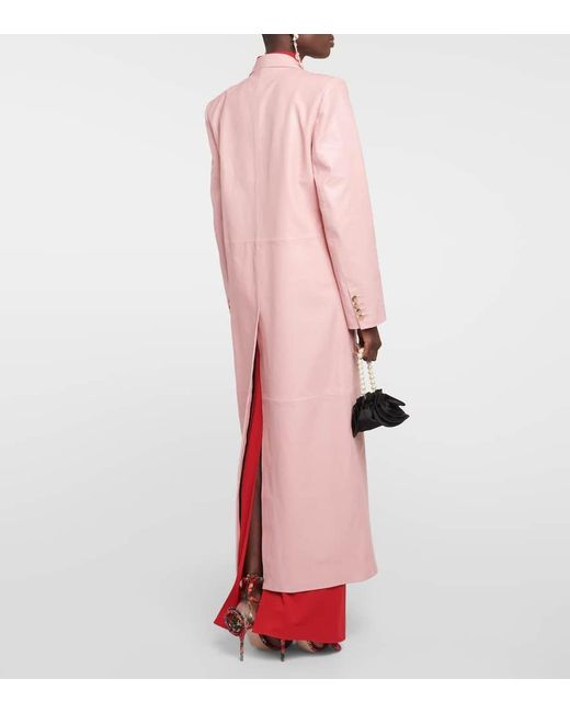 Cappotto doppiopetto in pelle di Magda Butrym in Pink