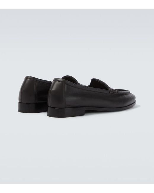 Bottega Veneta Black Silenzio Intrecciato Leather Loafers for men