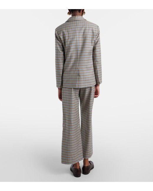 Max Mara Gray Michelle Wool And Cotton Wide-Leg Pants