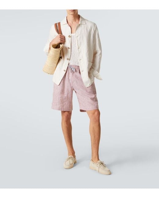 Fedeli White Oxford Linen Jacket for men
