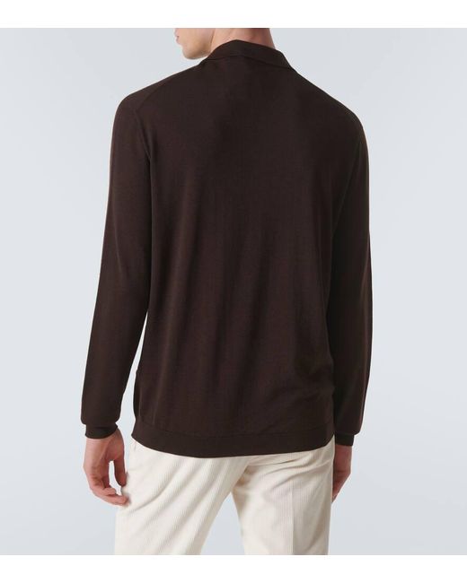 Lardini Black Wool, Silk, And Cashmere Polo Sweater for men