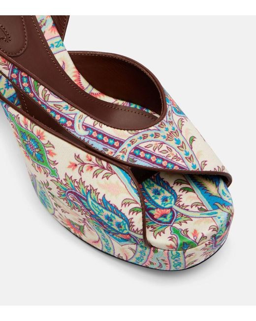 Etro Metallic 120 Paisley Canvas Platform Sandals