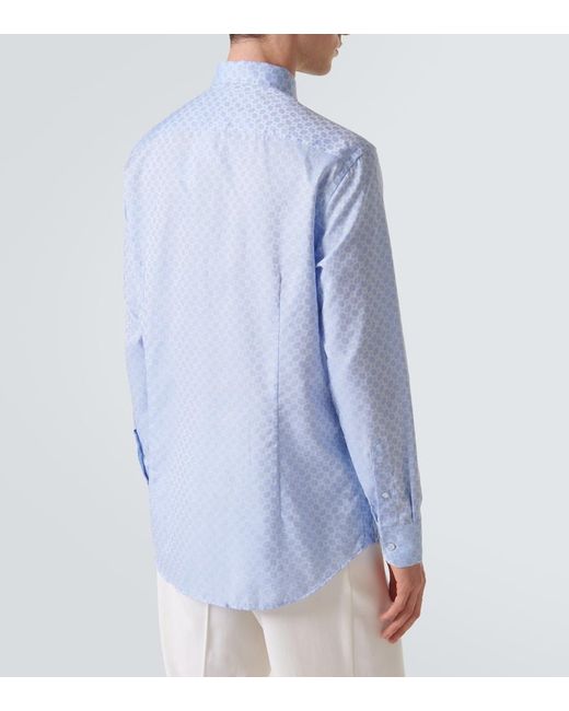 Etro Blue Printed Cotton Shirt for men