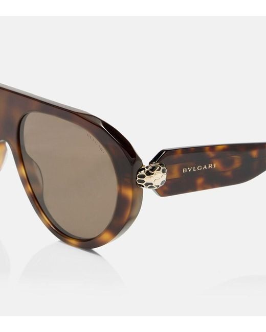 BVLGARI Brown Serpenti Forever Aviator Sunglasses