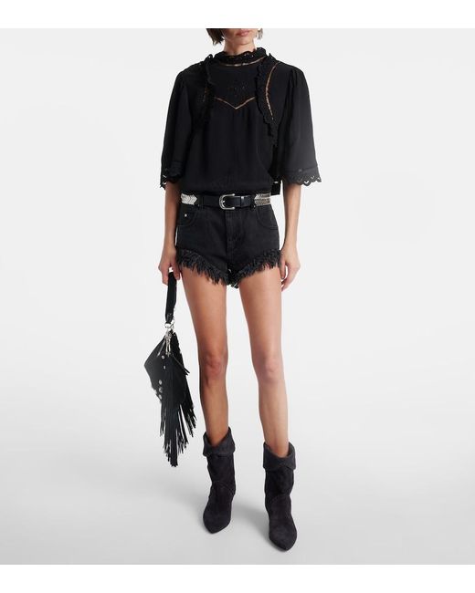 Isabel Marant Black Frany Broderie Anglaise Crepe Top