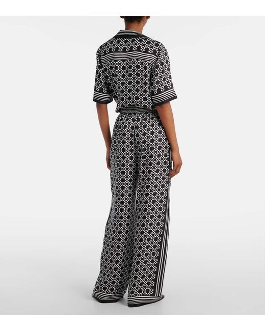 Jonathan Simkhai Gray Zuna Printed Wide-Leg Pants