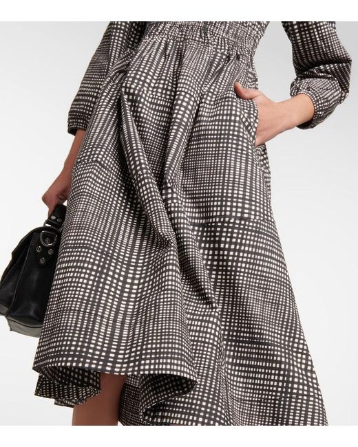 Proenza Schouler Gray White Label Checked Cotton Poplin Midi Dress