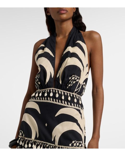 Johanna Ortiz Black Printed Cotton Maxi Dress