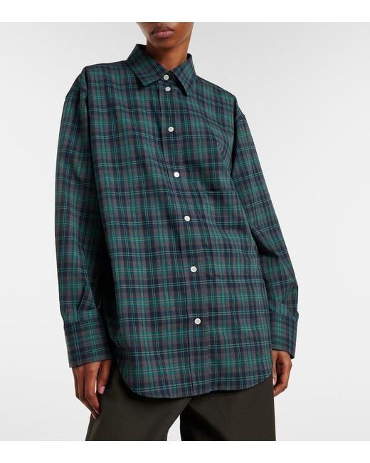 Rohe Green Checked Oversized Wool-Blend Shirt