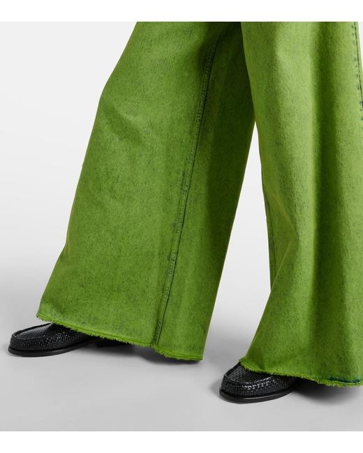 Marni Green High-Rise Wide-Leg Jeans