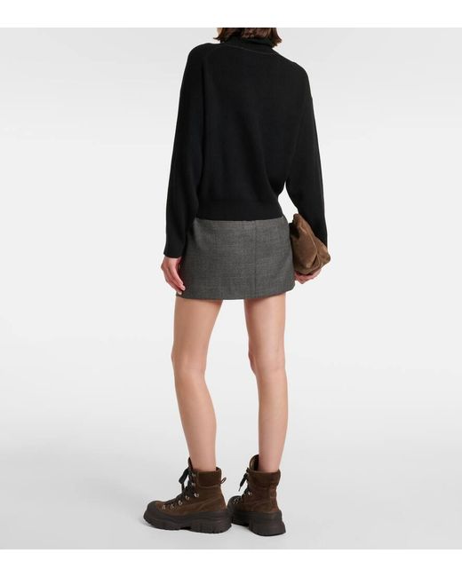 Brunello Cucinelli Black Rollkragenpullover Aus Wolle, Kaschmir Und Seide