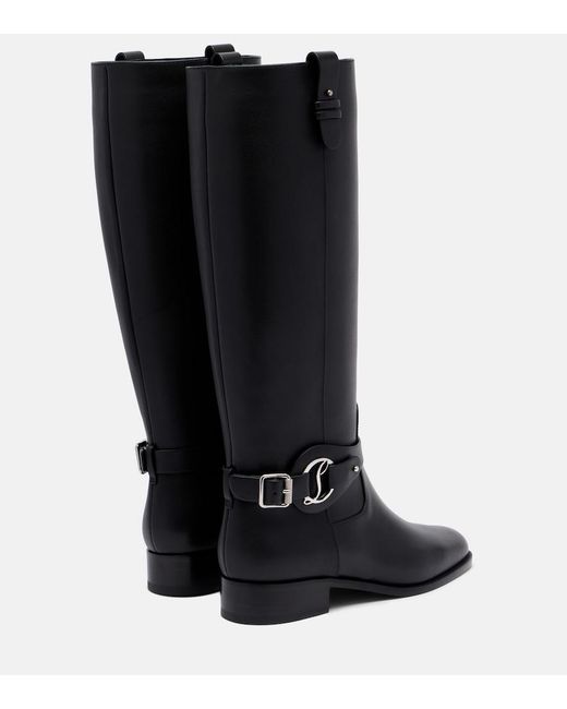 Christian Louboutin Black Dianouchette Botta Leather Flat Boots