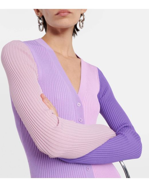 Staud Purple Shoko Ribbed-knit Midi Dress