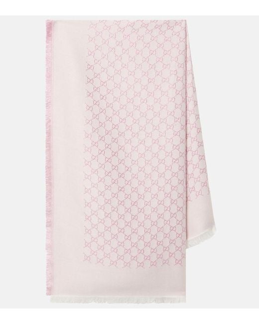Gucci Pink Gg Jacquard Scarf