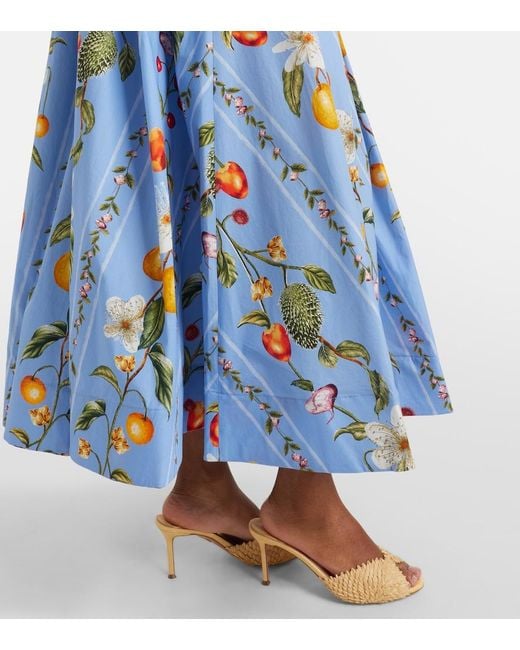 Agua Bendita Blue Delta Printed Cotton Maxi Skirt