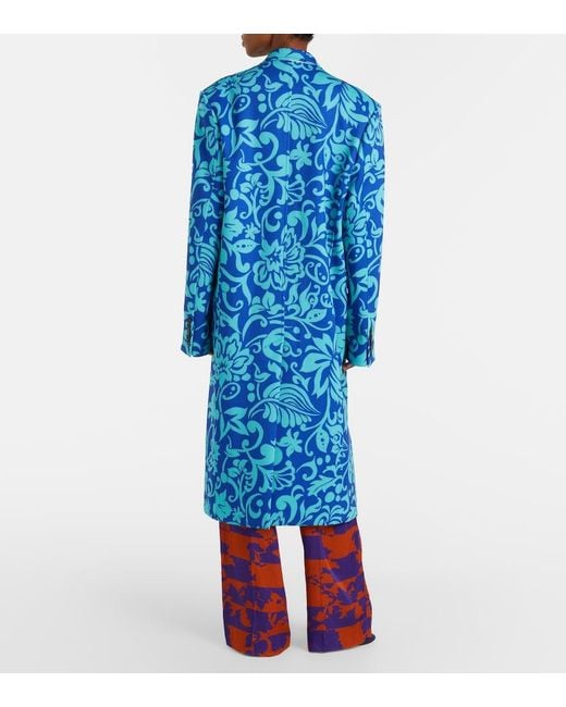 Dries Van Noten Blue Rosea Printed Coat