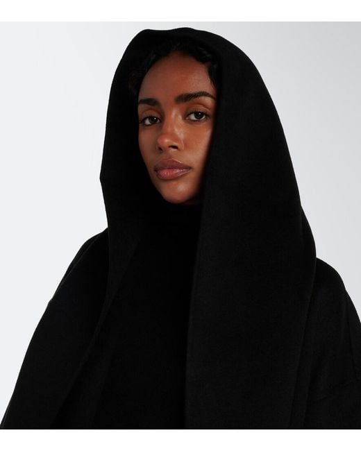 Totême  Black Hooded Wool Coat