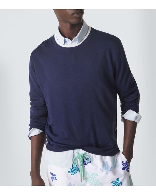 Vilebrequin Blue Cashmere, Wool And Silk Sweater for men