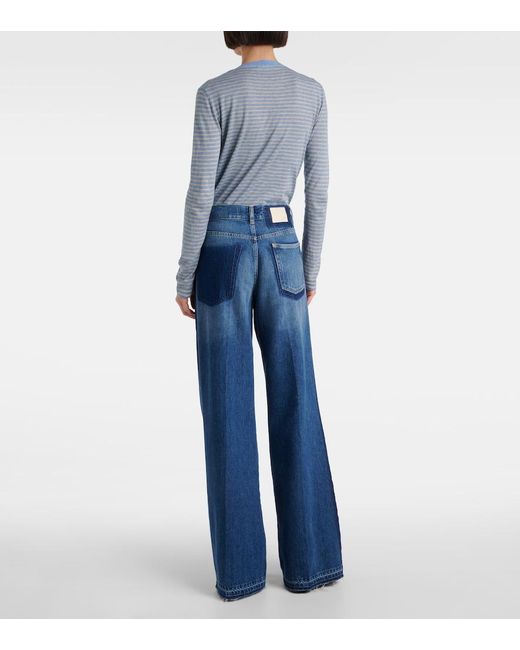 AG Jeans Blue Hyeres Wide-Leg Jeans