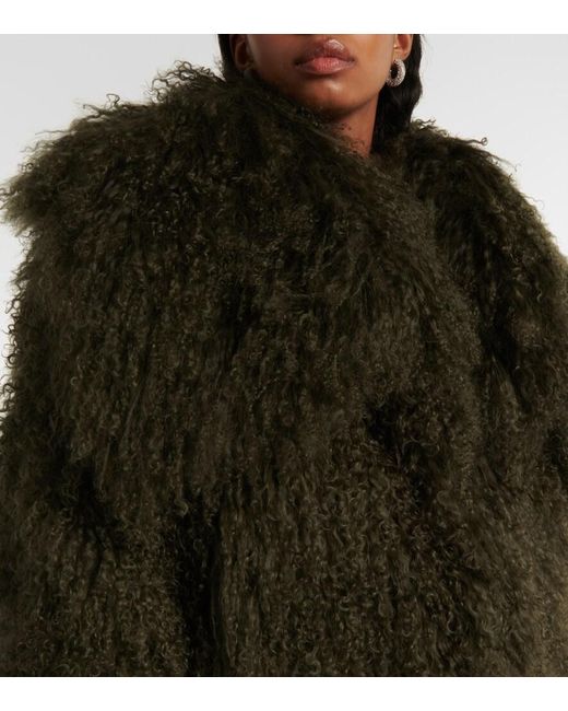 The Attico Black Faux Fur Bomber Jacket