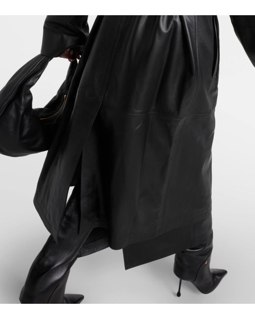 Wardrobe NYC Black Leather Trench Coat