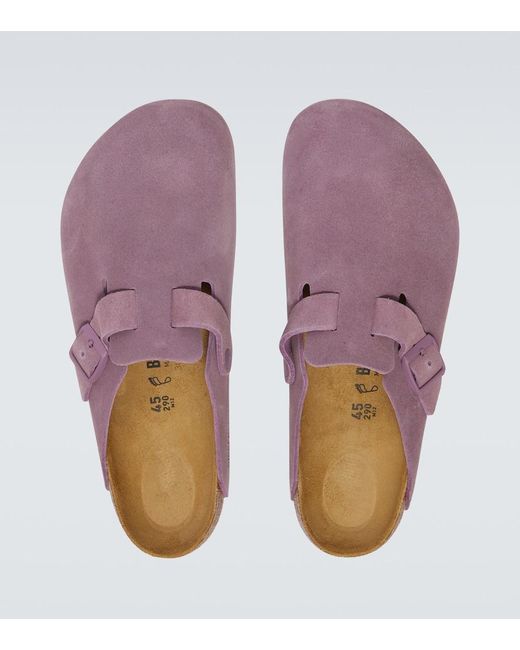 Birkenstock Purple Boston Suede Clogs for men