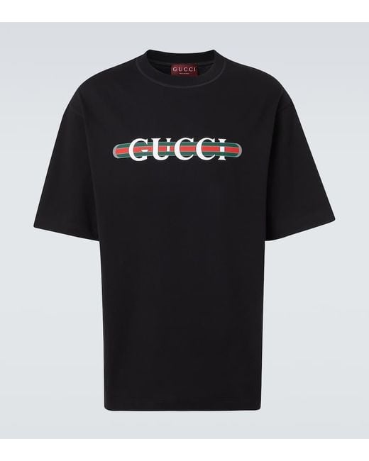 Camiseta De Punto De Algodón Estampado, Talla Gucci de hombre de color Black