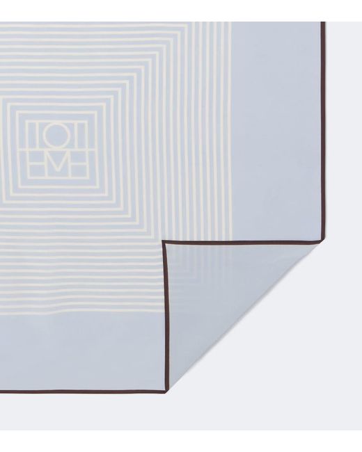 Totême Blue Monogram Silk Scarf