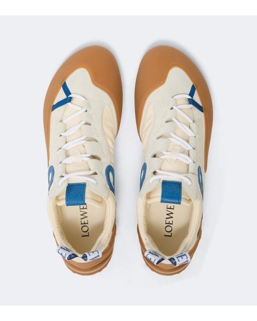 Loewe White Grip Anagram Suede-Trimmed Sneakers for men