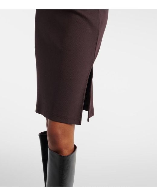 Courreges Black Ribbed-Knit Cotton Jersey Midi Dress