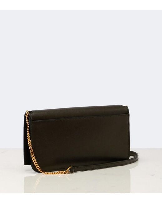 Saint Laurent Black Cassandre Leather Phone Pouch