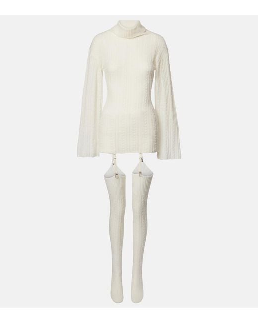 AYA MUSE White Wool-Blend Minidress