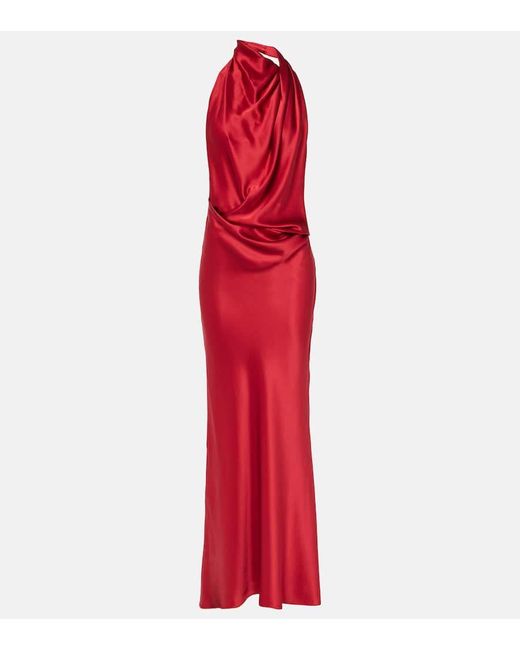 The Sei Red Draped Silk Gown
